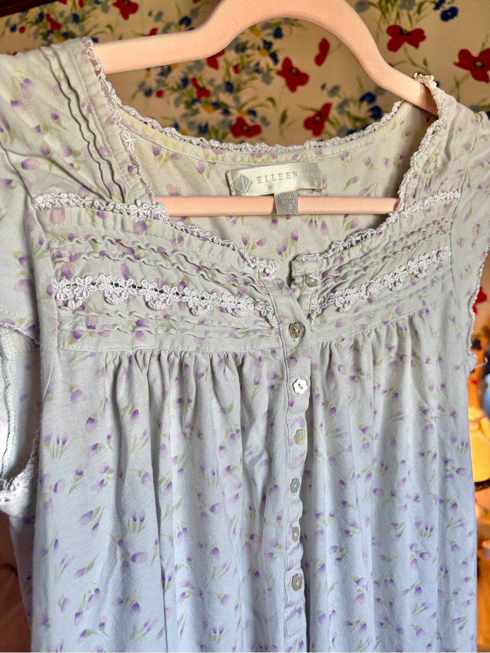 eileen west 100% cotton floral nightgown dress s cottagecore coquette prairie - Picture 2 of 7